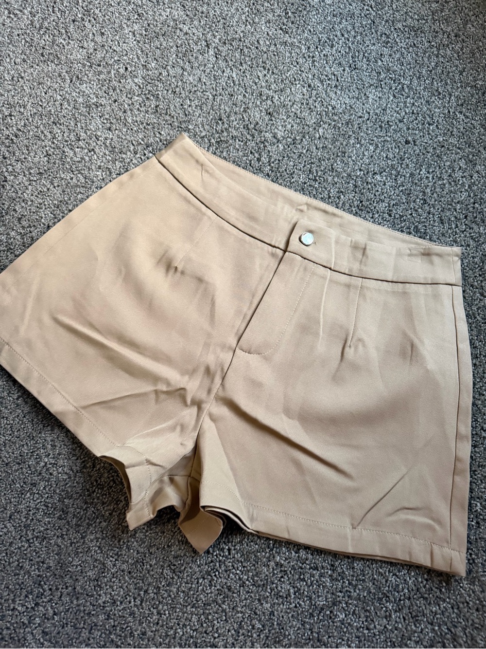 SHEIN Tan High Waist Tailored Women's Shorts